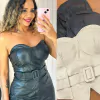 Cropped Couro com Cinto Lorena