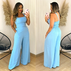 Conjunto Cropped e Calça Carolaine Azul Bebê - comprar online