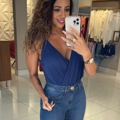 Body Marquezine de Alças Liso Azul Marinho