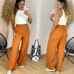 Calça Pantalona c/ Elástico Andreza Terracota