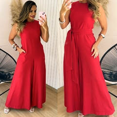 Macacão Pantalona c/ Faixa Kezia Vermelho