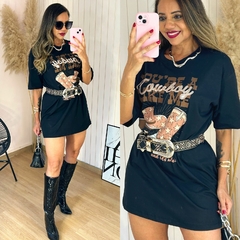 Camisetão Vestido Cowboy Bota Preto