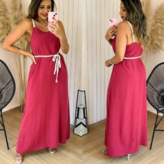 Vestido Longo Alças Linho Valentina Vermelho