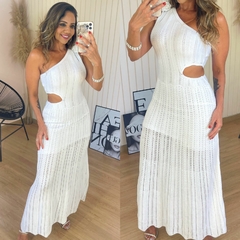 Vestido Tricot Longo Nula Manga Janine Branco