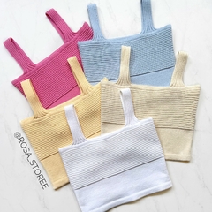 Cropped Tricot Nervurado de Alças Miquelly