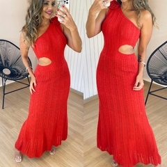 Vestido Tricot Longo Nula Manga Janine Vermelho