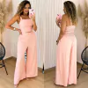 Conjunto Cropped e Calça Liso Carolaine Rosa Claro