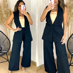 Conjunto Alfaiataria Calça e Colete Nalva Preto