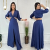 Vestido Longo c/ Fenda RS Decote V Manuela Azul