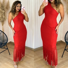 Vestido Tricot Nula Manga c/ Franjas Stella Vermelho