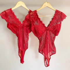 Body Renda Jasmine Floral Vermelho - comprar online