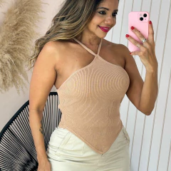 Cropped Regata Frente Única Tricot c/ Bico na internet