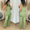 Conjunto Tricot Blusa Franjas e Calça Fabiana Verde