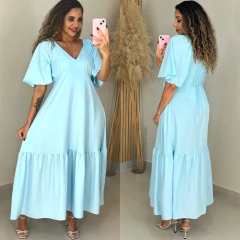 Vestido Midi c/ Manga Andressa Azul Claro - comprar online