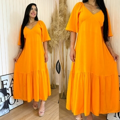 Vestido Midi c/ Manga Andressa Laranja