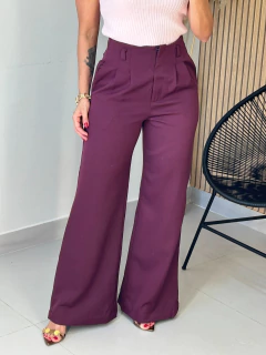 Calça Pantalona Crepe Alfaiataria Brunna Bordô - Rosa Store Moda Feminina