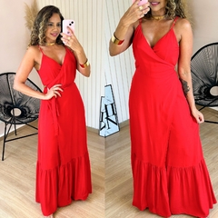 Vestido Longo de Alças Envelope Nayara Vermelho