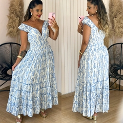 Vestido Longo Indiano Ciganinha Raiane Azul - comprar online