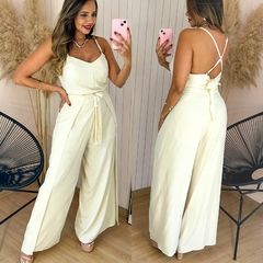 Macacão Pantalona Envelope Sandy Liso Creme