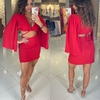 Conjunto Cropped Capa e Saia Rubia Vermelho