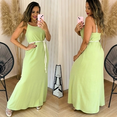 Vestido Longo Alças Linho Valentina Verde