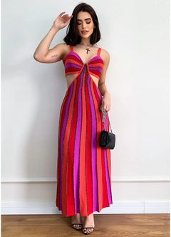 Vestido Tricot Longuete Lurex Olívia Listrado na internet