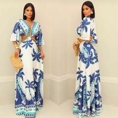 Vestido Longo com Manga Simaria Olho Grego Azul na internet