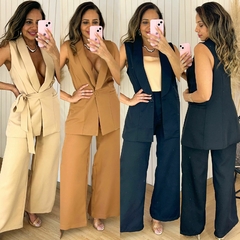 Conjunto Alfaiataria Calça e Colete Nalva Preto - comprar online