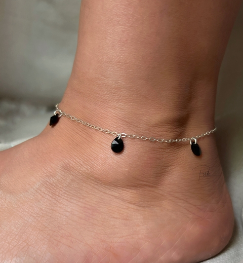 tobillera de plata y cristal