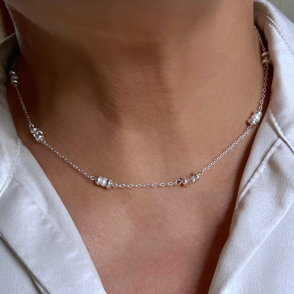 Gargantilla De Perlas Y Cristal thumbnail 3