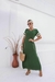 Vestido Longo Feminino Manga Duas Cores com Fenda e Bolsos Laterais - comprar online