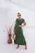 Vestido Longo Feminino Manga Duas Cores com Fenda e Bolsos Laterais - comprar online
