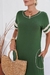 Imagem do Vestido Longo Feminino Manga Duas Cores com Fenda e Bolsos Laterais