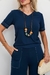 Imagem do Conjunto Feminino Blusa Manga Curta e Calça Pantacourt Pespontado Soltinho