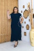 Vestido Longo Feminino Manga Duas Cores com Fenda e Bolsos Laterais - loja online