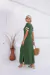 Vestido Longo Feminino Manga Duas Cores com Fenda e Bolsos Laterais - loja online