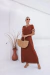 Vestido Longo Feminino Manga Duas Cores com Fenda e Bolsos Laterais na internet
