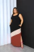 Vestido Longo Regata Três Cores Fenda Lateral