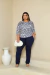 Conjunto Feminino Calça Lisa e Blusa Estampada Gola Boba - comprar online