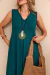 vestido midi regata gola v - verde turquesa
