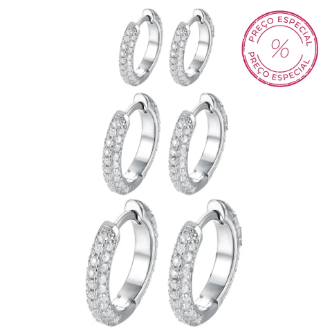 TRIO ARGOLAS TOTALMENTE CRAVEJADAS - modelo Mari - comprar online