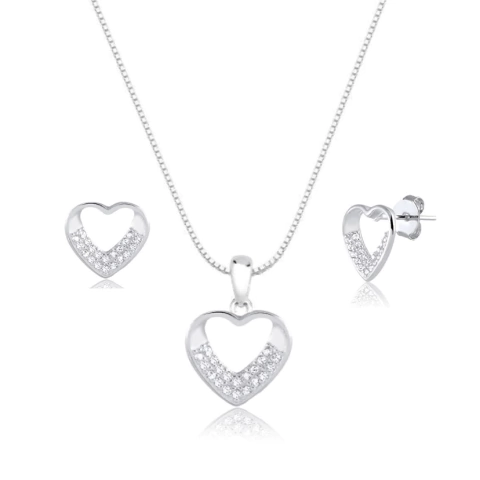 CONJUNTO CORAÇÃO MEIO CRAVEJADO - comprar online