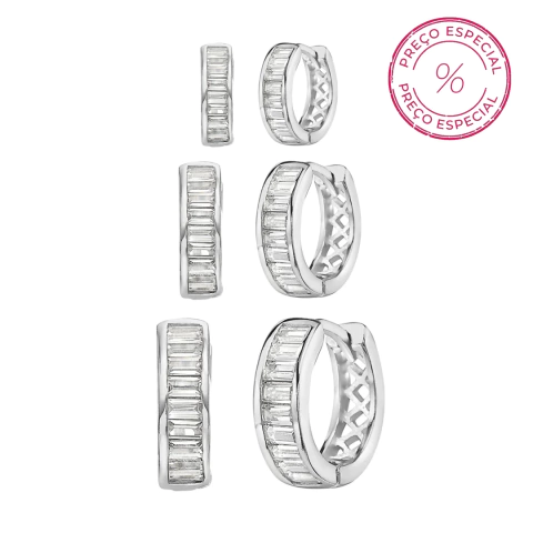 TRIO ARGOLAS CRAVEJADAS - modelo Baguet - comprar online