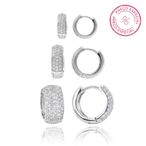 TRIO ARGOLAS CRAVEJADAS - modelos Iza + Ana (M) + Ana (P)