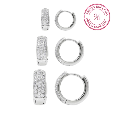 TRIO ARGOLAS CRAVEJADAS TRÊS VOLTAS - modelo Ana (P,M e G) - comprar online