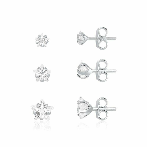TRIO BRINCO ESTRELA DE ZIRCÔNIA BASIC - comprar online