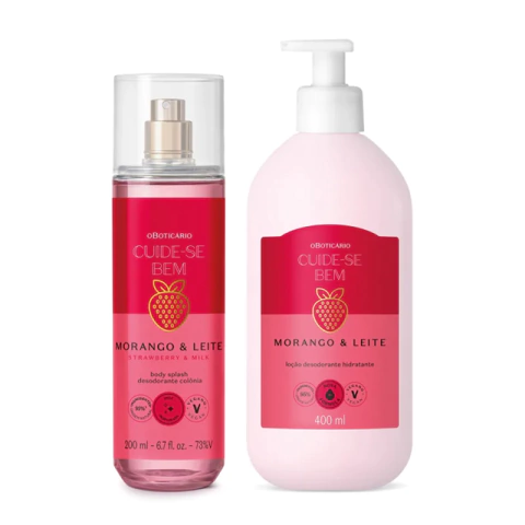 Combo Cuide-se Bem Morango e Leite: Loção Corporal 400ml + Body Splash 200ml - comprar online
