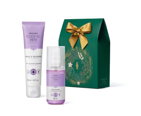 Presente Cuide-Se Bem Rosa e Algodão - Body Splash + Hidratante Corporal - comprar online