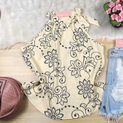 Regata Estampada com Amarração na Gola Creme BS4881 - comprar online