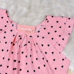 Blusa Estampa Coração com Botão Rosa BS4782 na internet